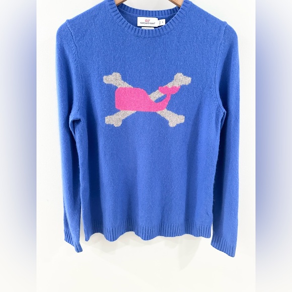 Vineyard Vines Cross-bone Whale Cashmere Blend Sweater Blue Size Small - Picture 4 of 6